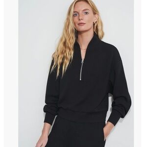 Varley Davidson Half Zip Sweatshirt Black DoubleSoft Pullover Women’s L